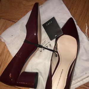 Dark red/maroon Zara chunky heels